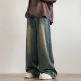 Threebooy Jeans men Baggy Jeans Straight Casual Distressed Vintage Jean Pants Men Wide-leg Denim Trousers Male Oversize Streetwear Fashion